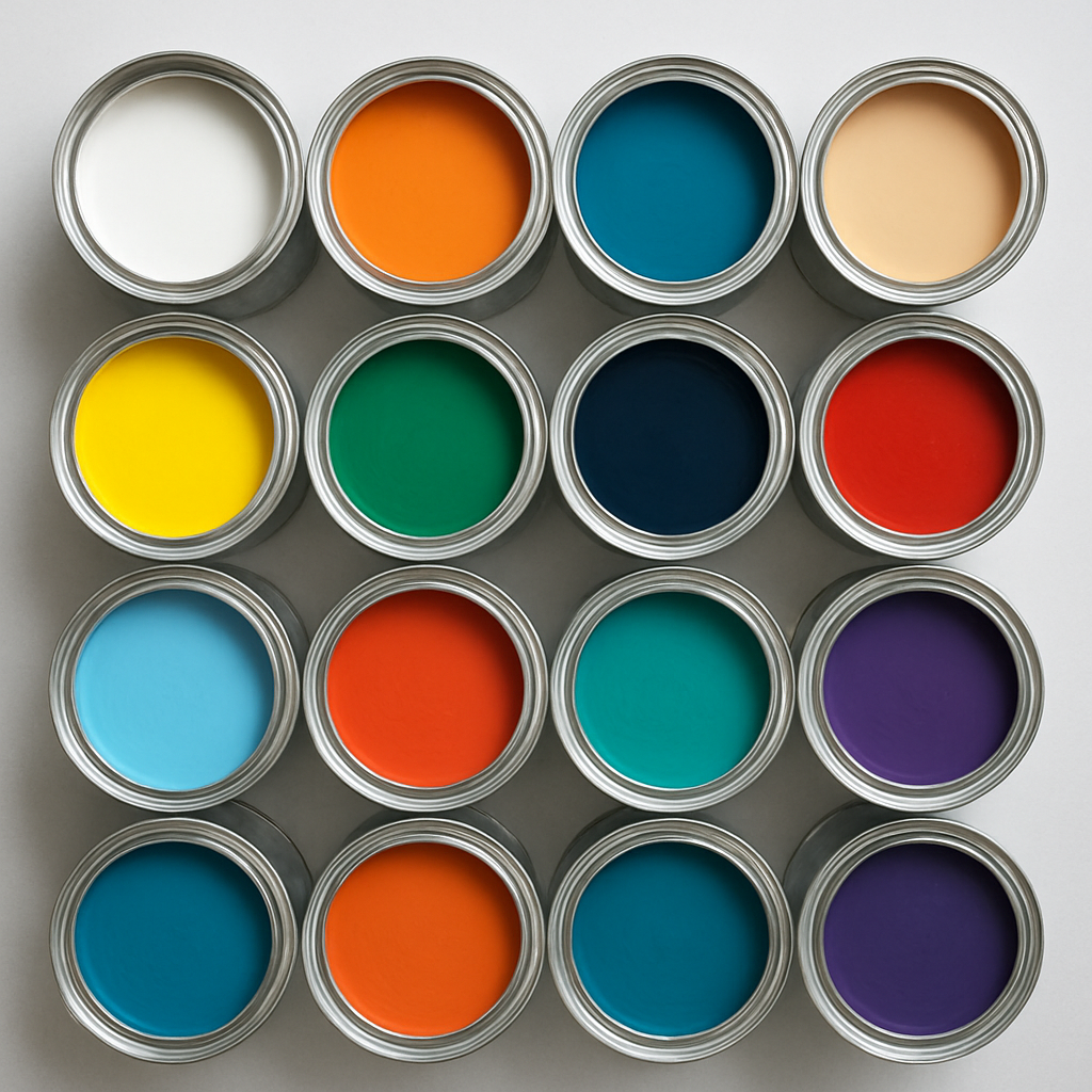Paint tins and decorating equipment used by professional painters and decorators in Kent